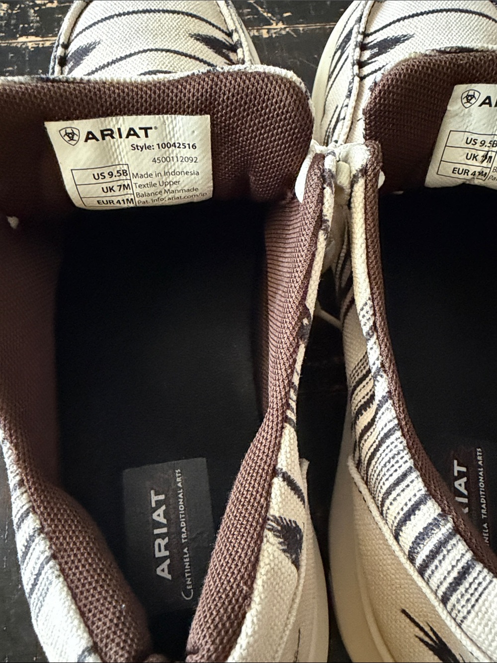 Ariat Cream Cristokey Features Canvas Slip-On Sneakers with Black Tribal Print - Picture 6 of 7